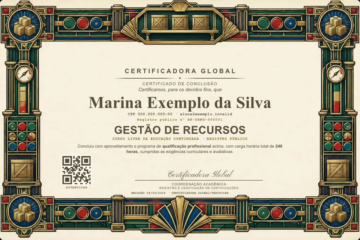 Capa do curso Gestão de Recursos