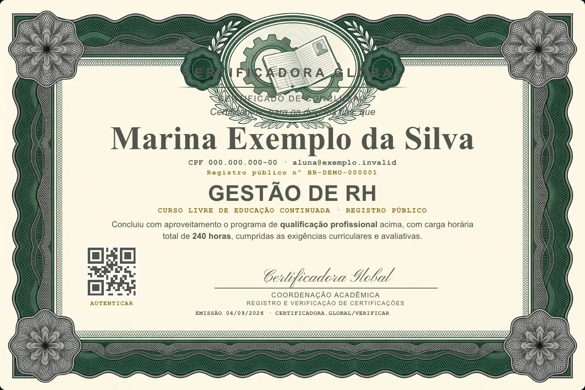 Capa do curso Gestão de RH