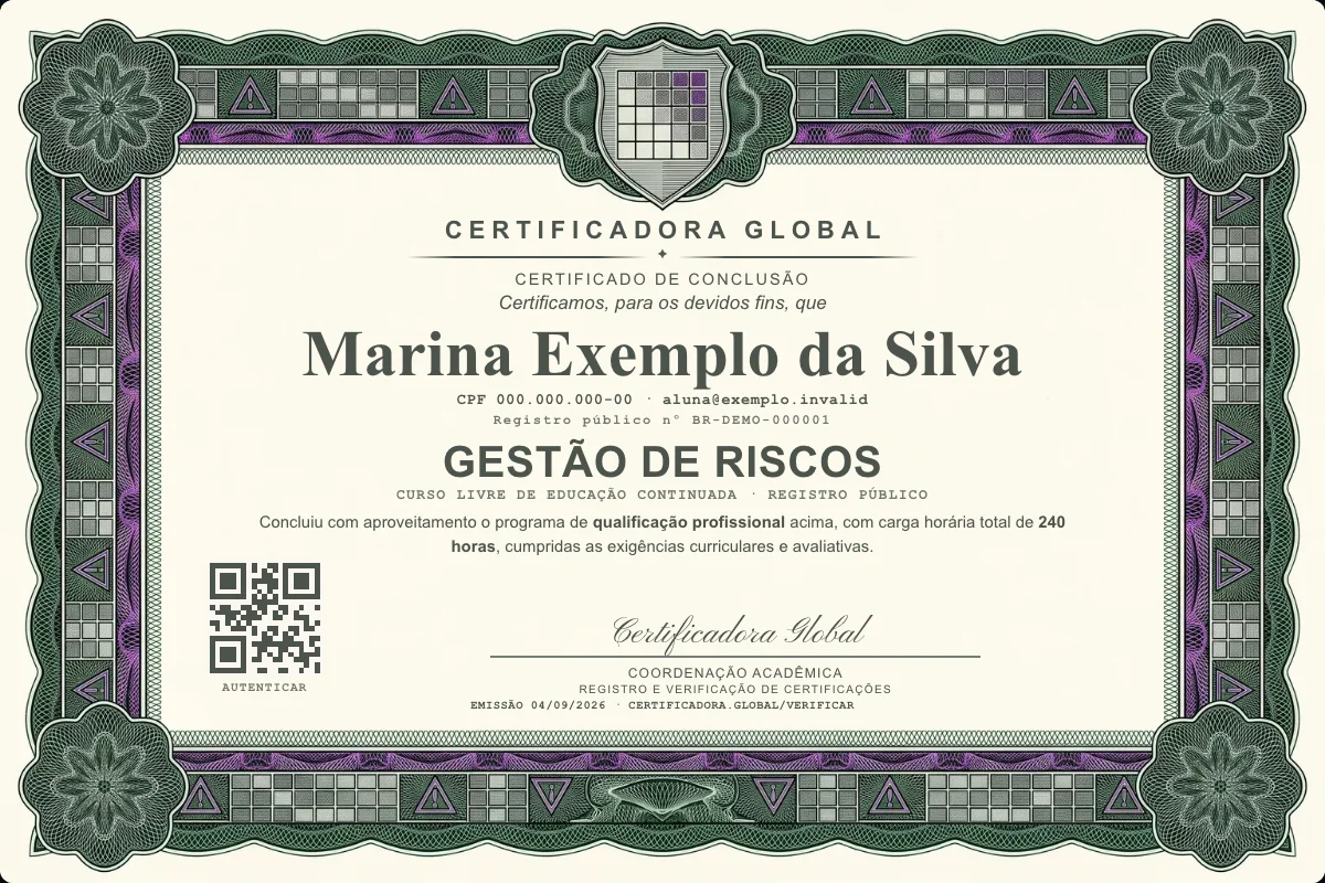 Capa do curso Gestão de Riscos