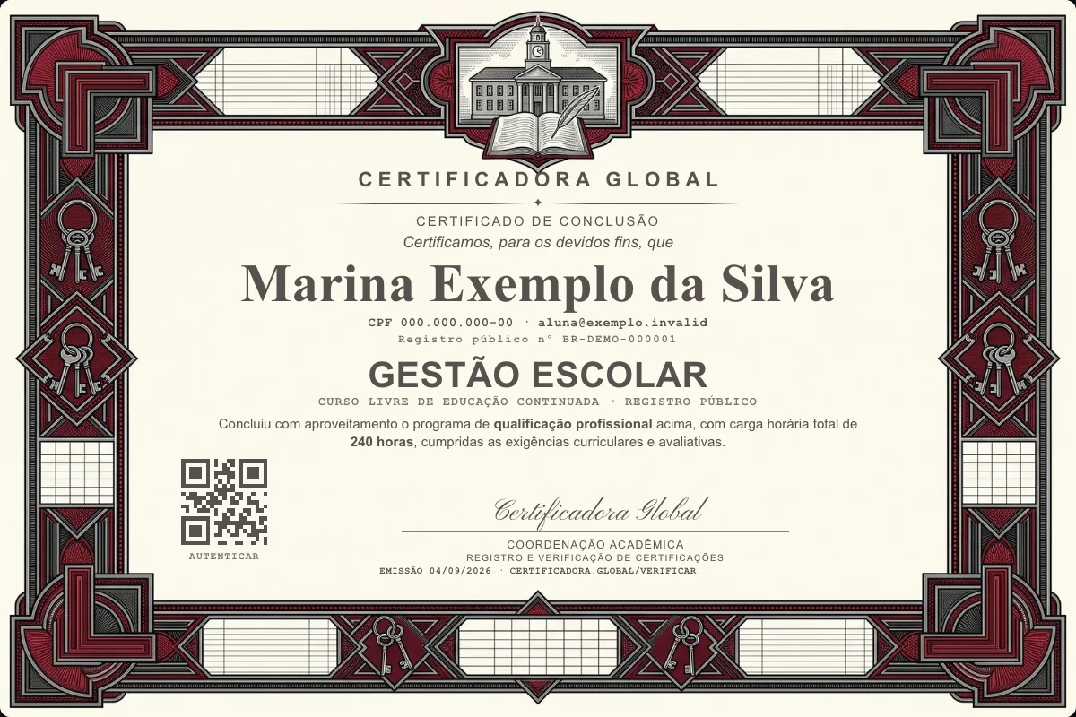 Capa do curso Gestão Escolar