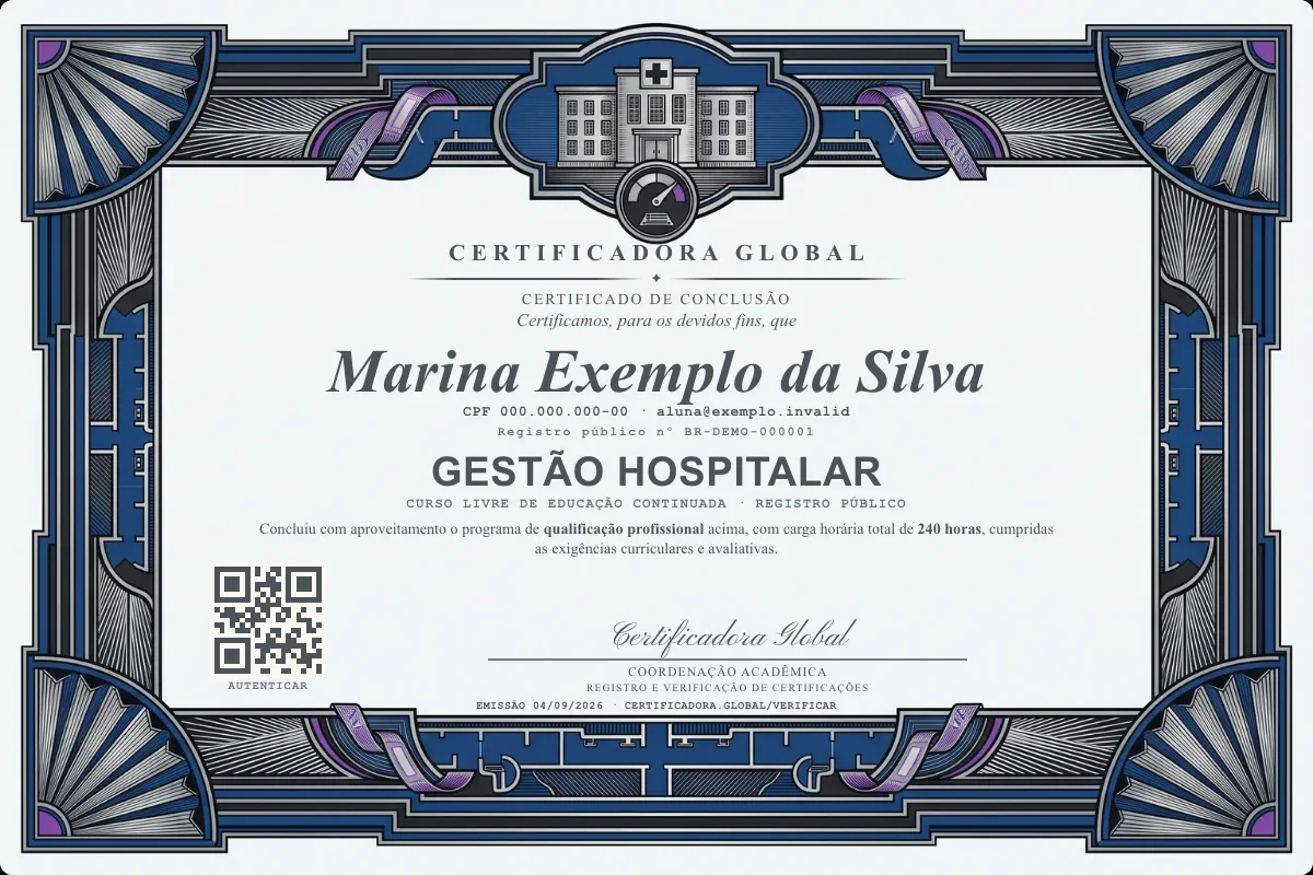 Capa do curso Gestão Hospitalar