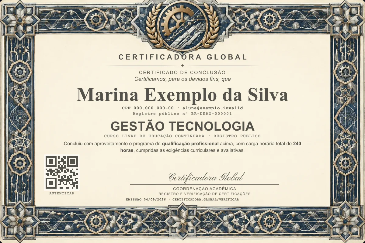 Capa do curso Gestão Tecnologia