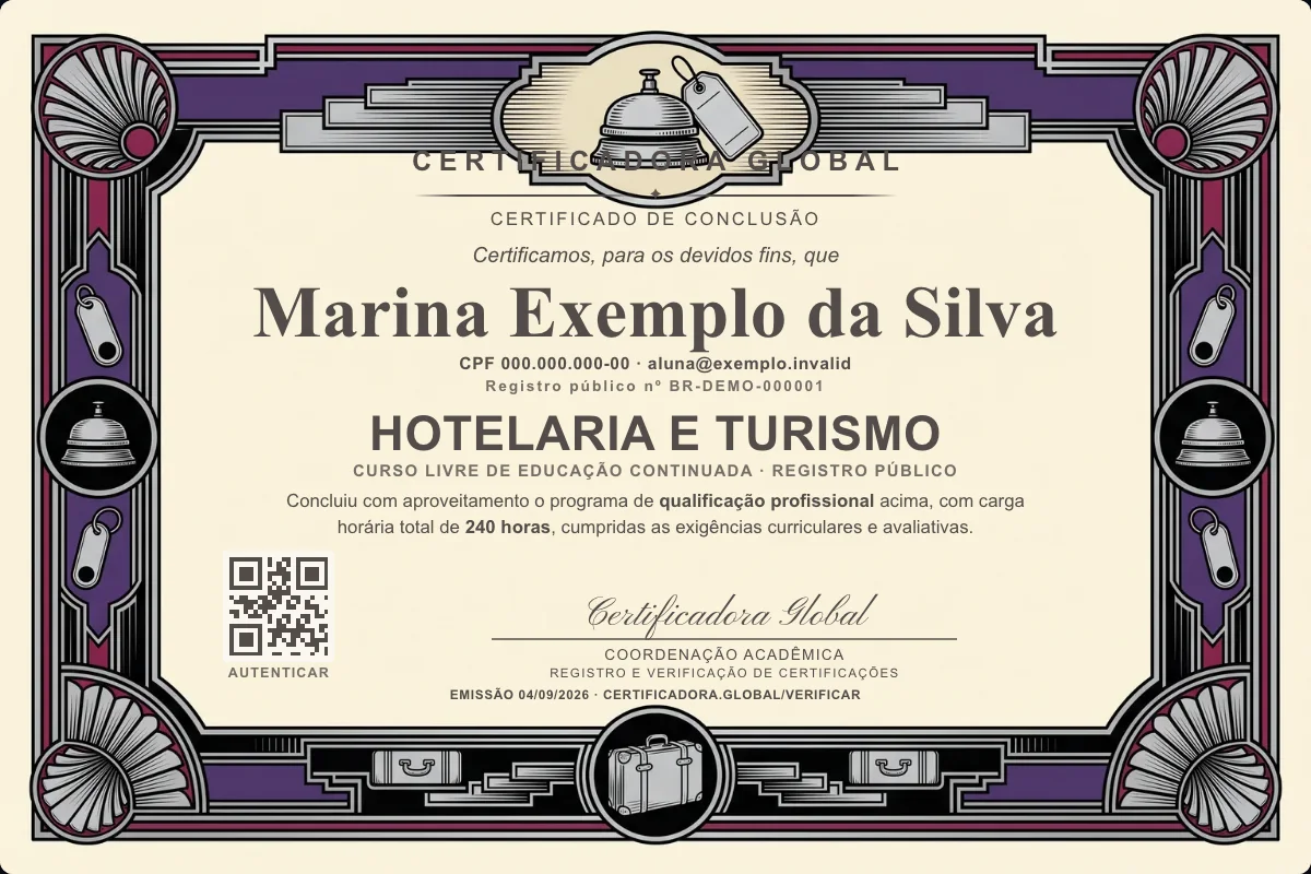 Capa do curso Hotelaria e Turismo