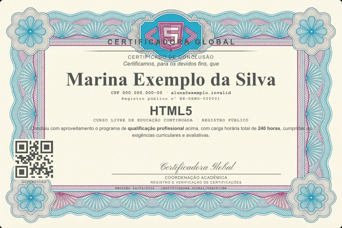 Capa do curso Html5