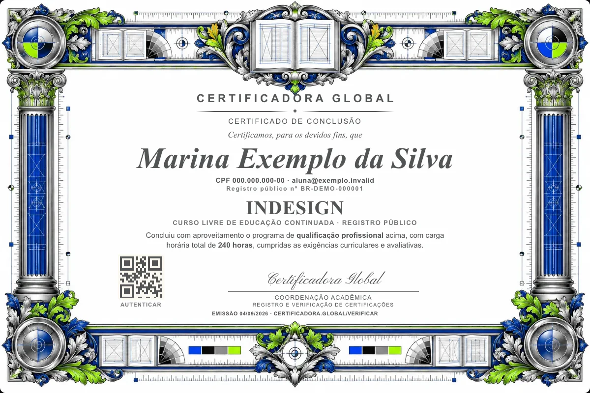 Capa do curso Indesign