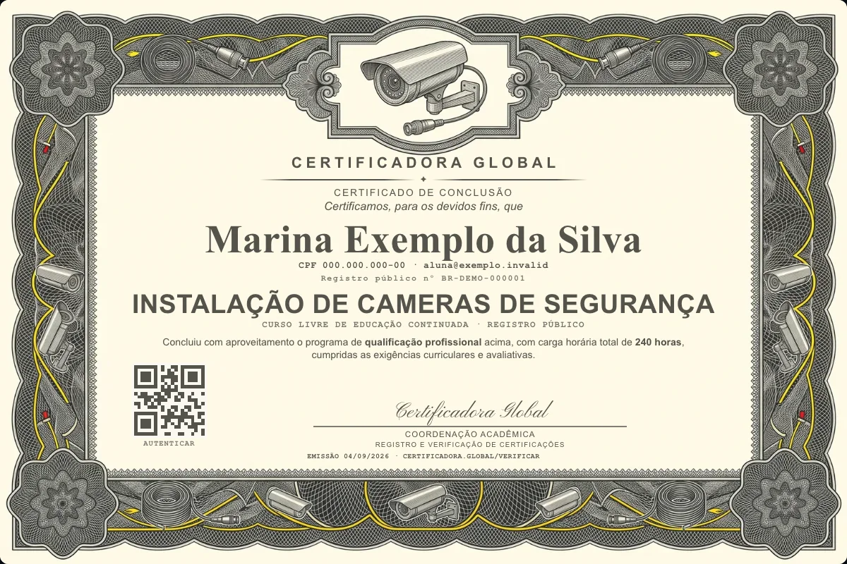 Capa do curso Instalação de Cameras de Segurança