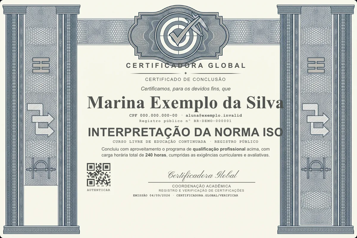 Capa do curso Interpretação da Norma Iso