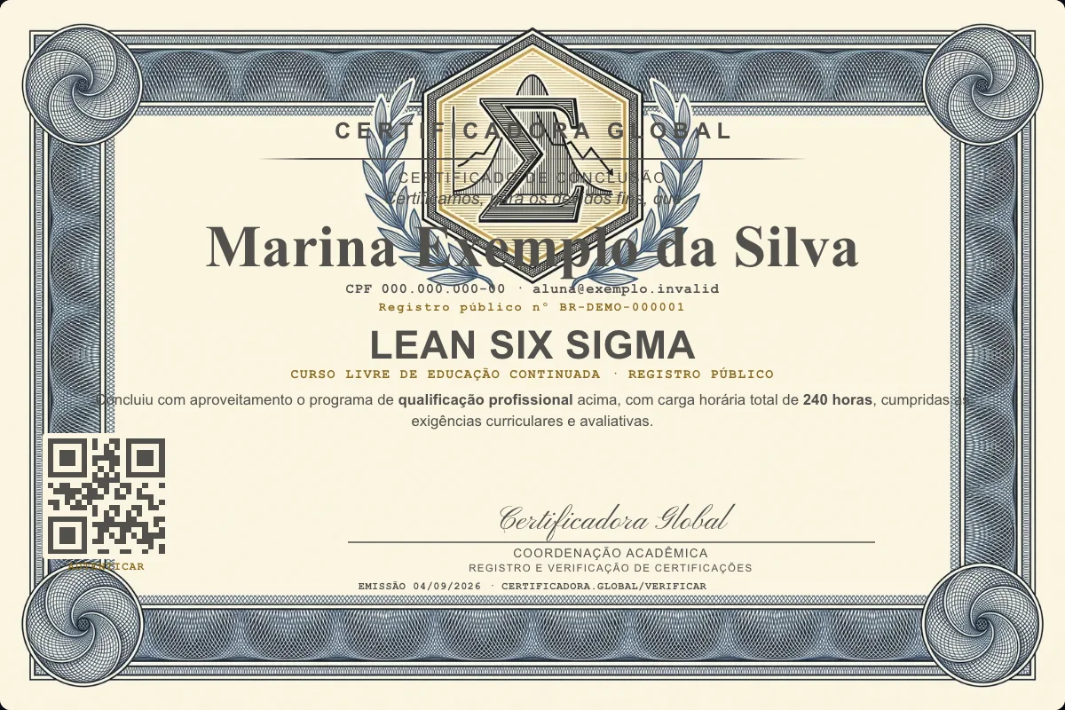Capa do curso Lean Six Sigma