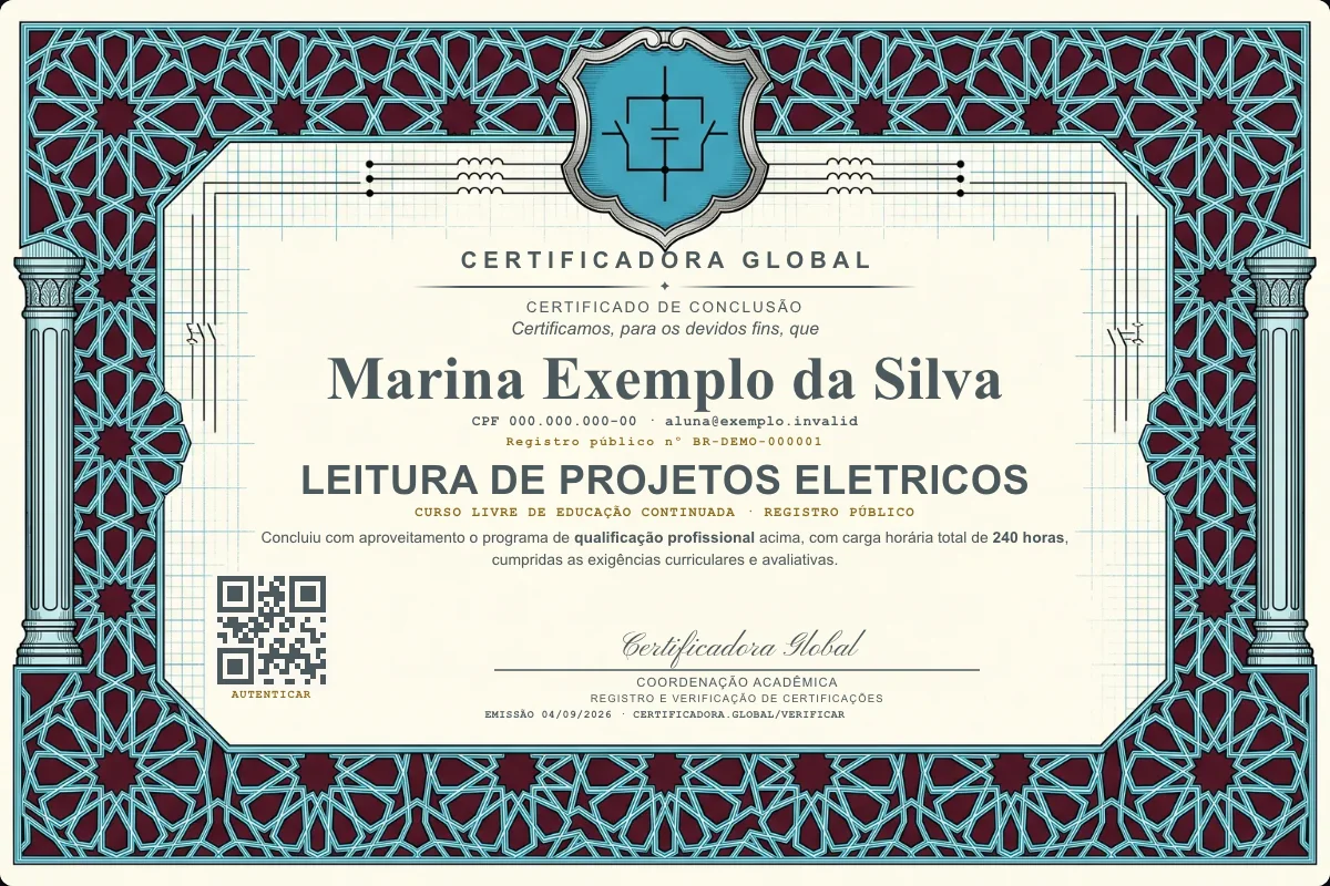 Capa do curso Leitura de Projetos Eletricos