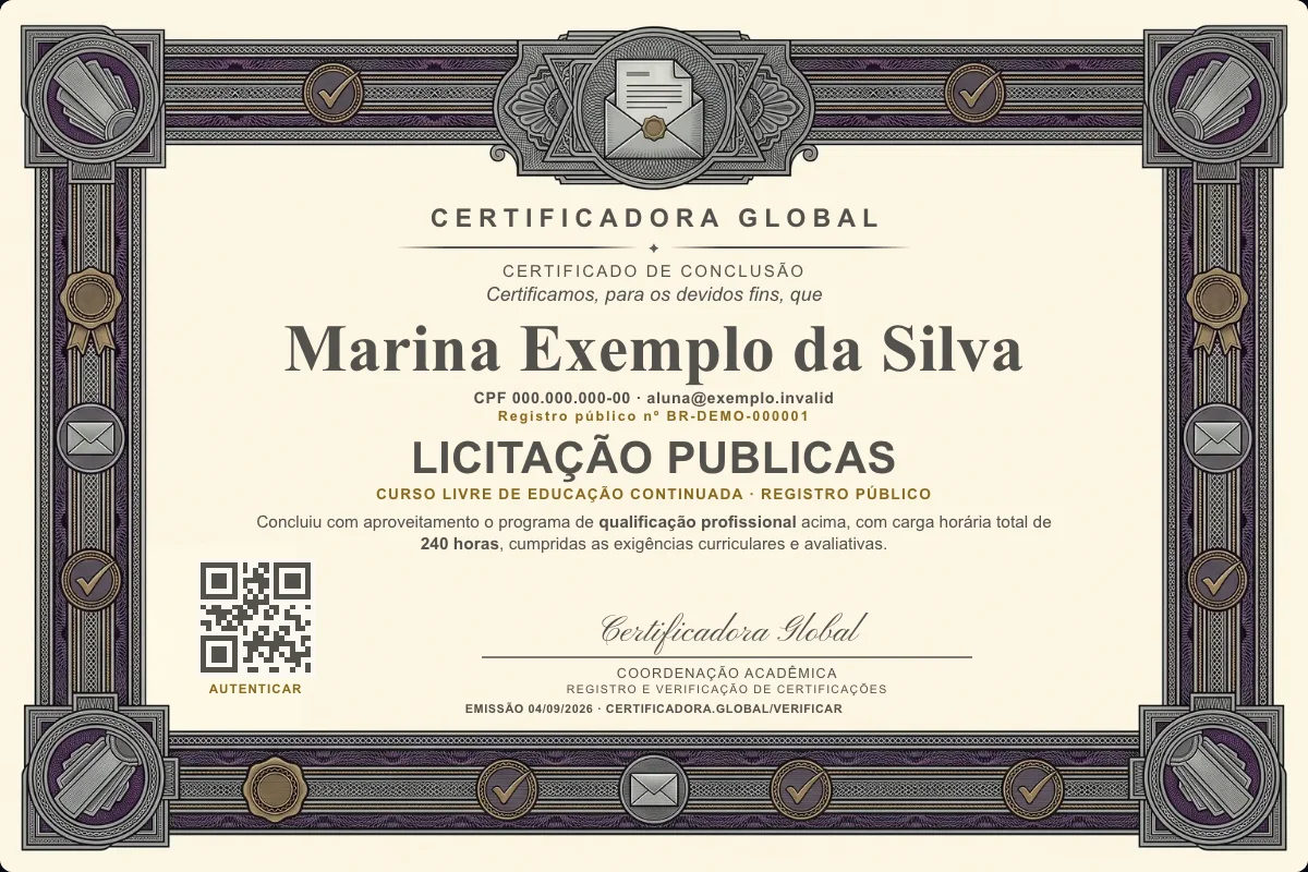Capa do curso Licitação Publicas