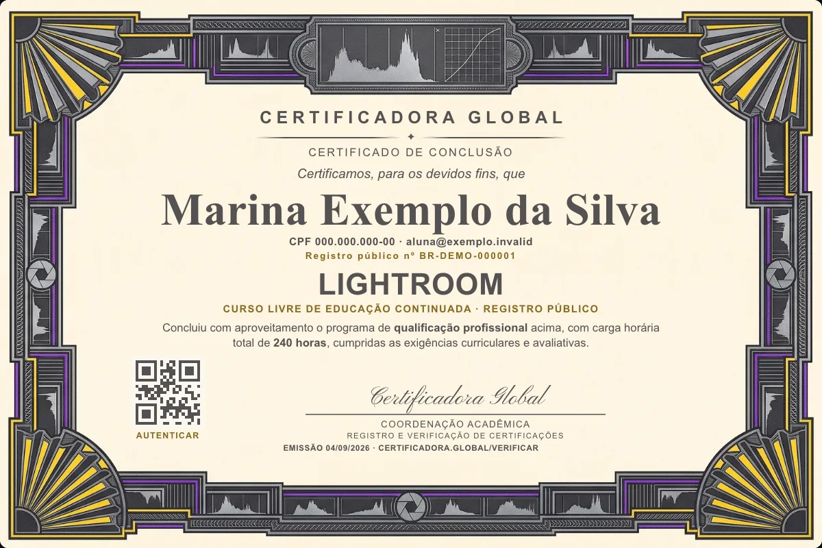 Capa do curso Lightroom