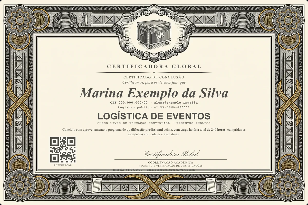 Capa do curso Logística de Eventos