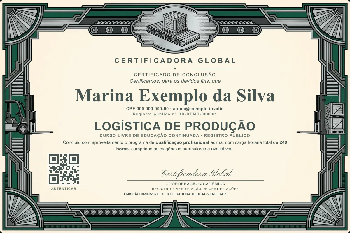 Capa do curso Logística de Produção