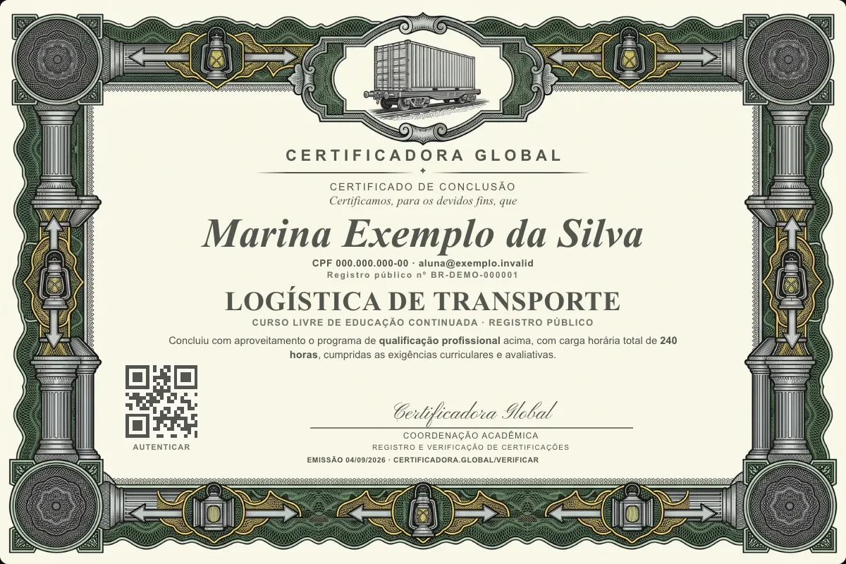 Capa do curso Logística de Transporte