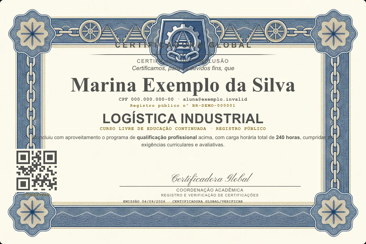 Capa do curso Logística Industrial