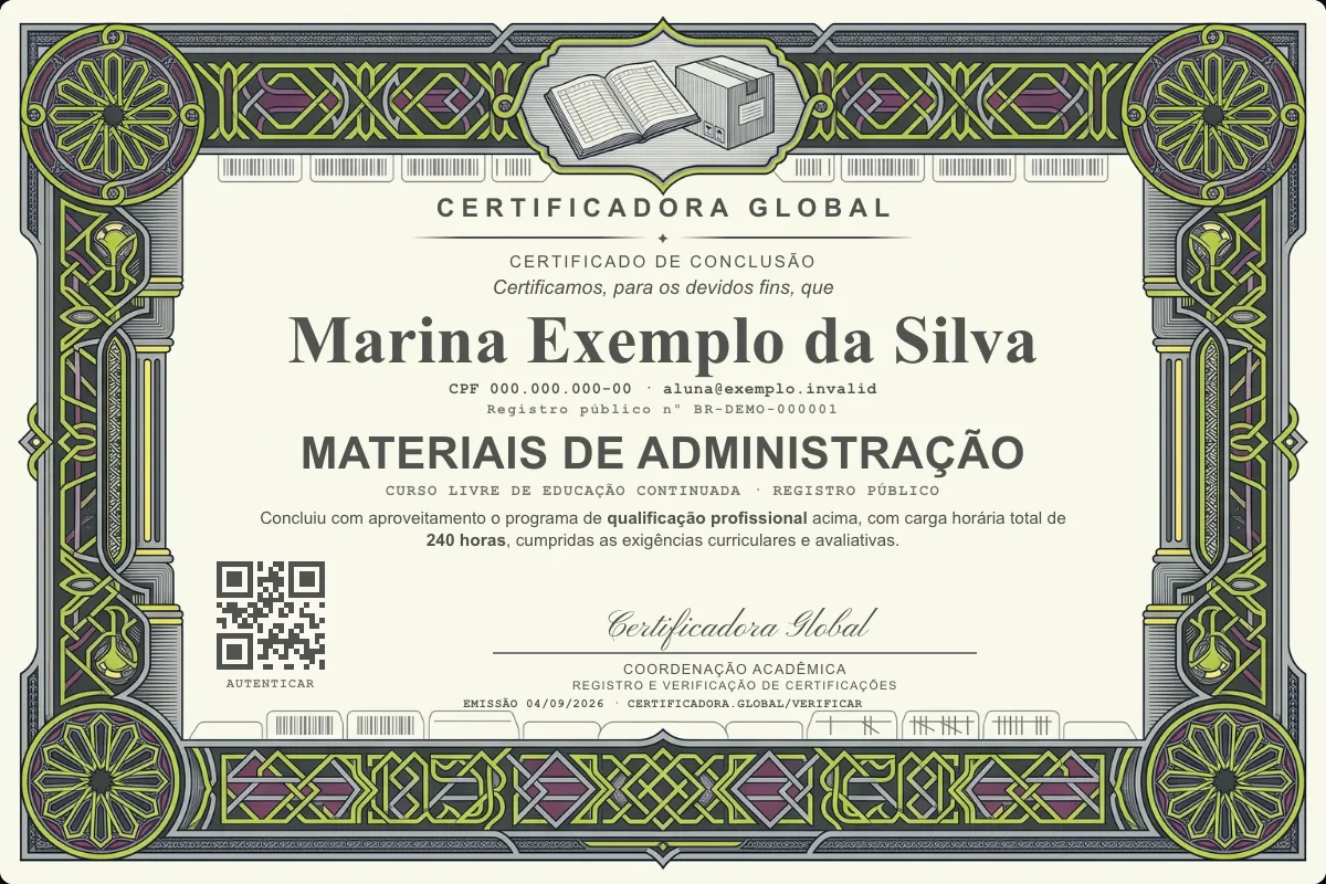 Capa do curso Materiais de Administração