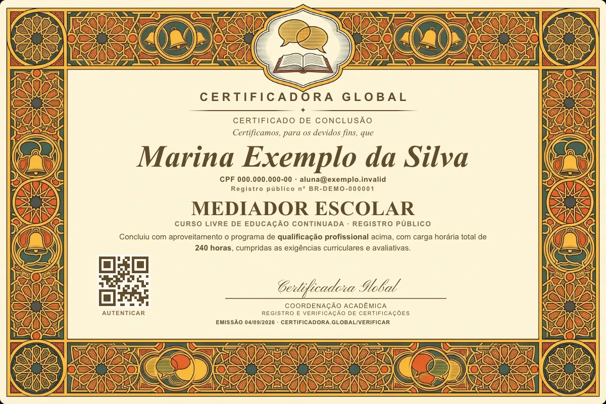 Capa do curso Mediador Escolar