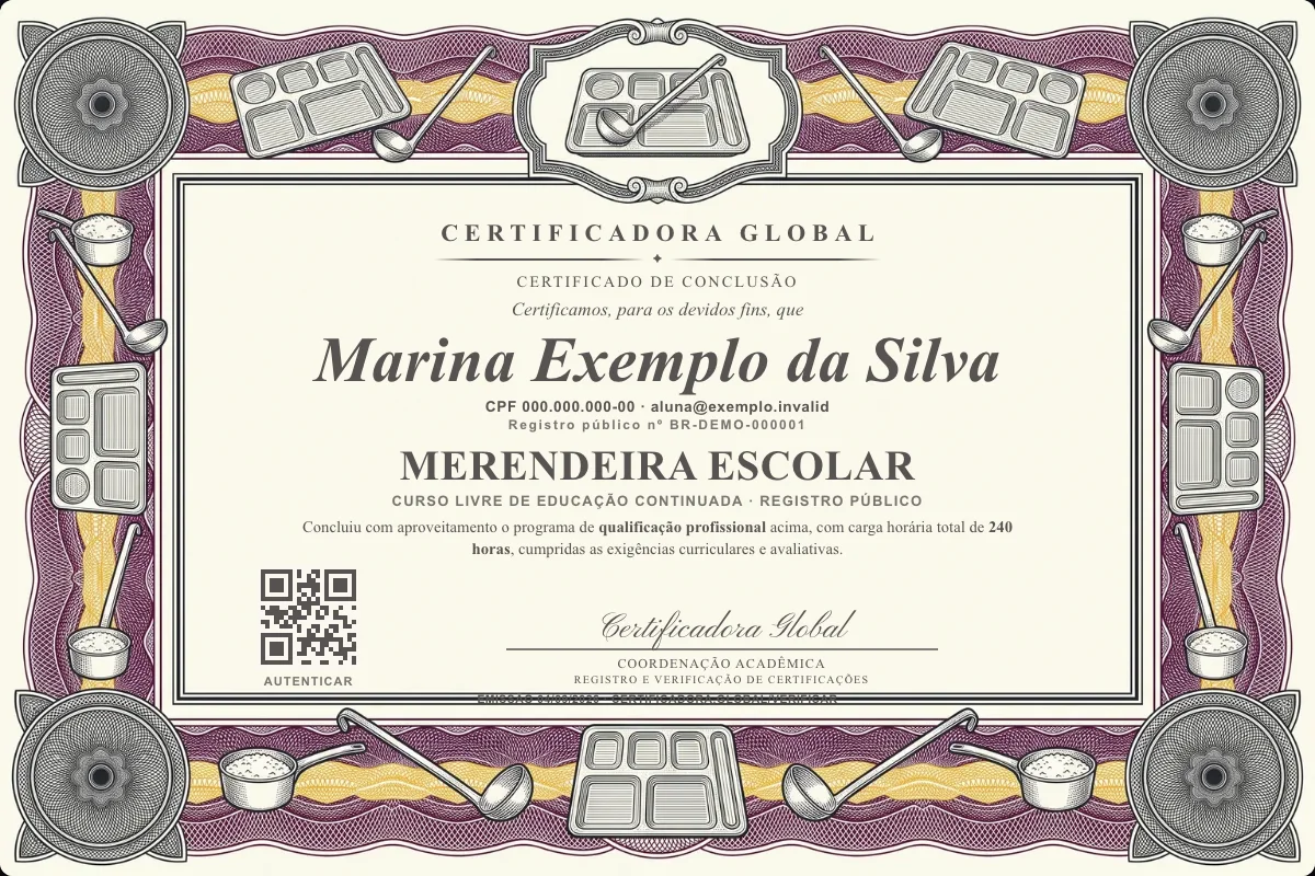 Capa do curso Merendeira Escolar