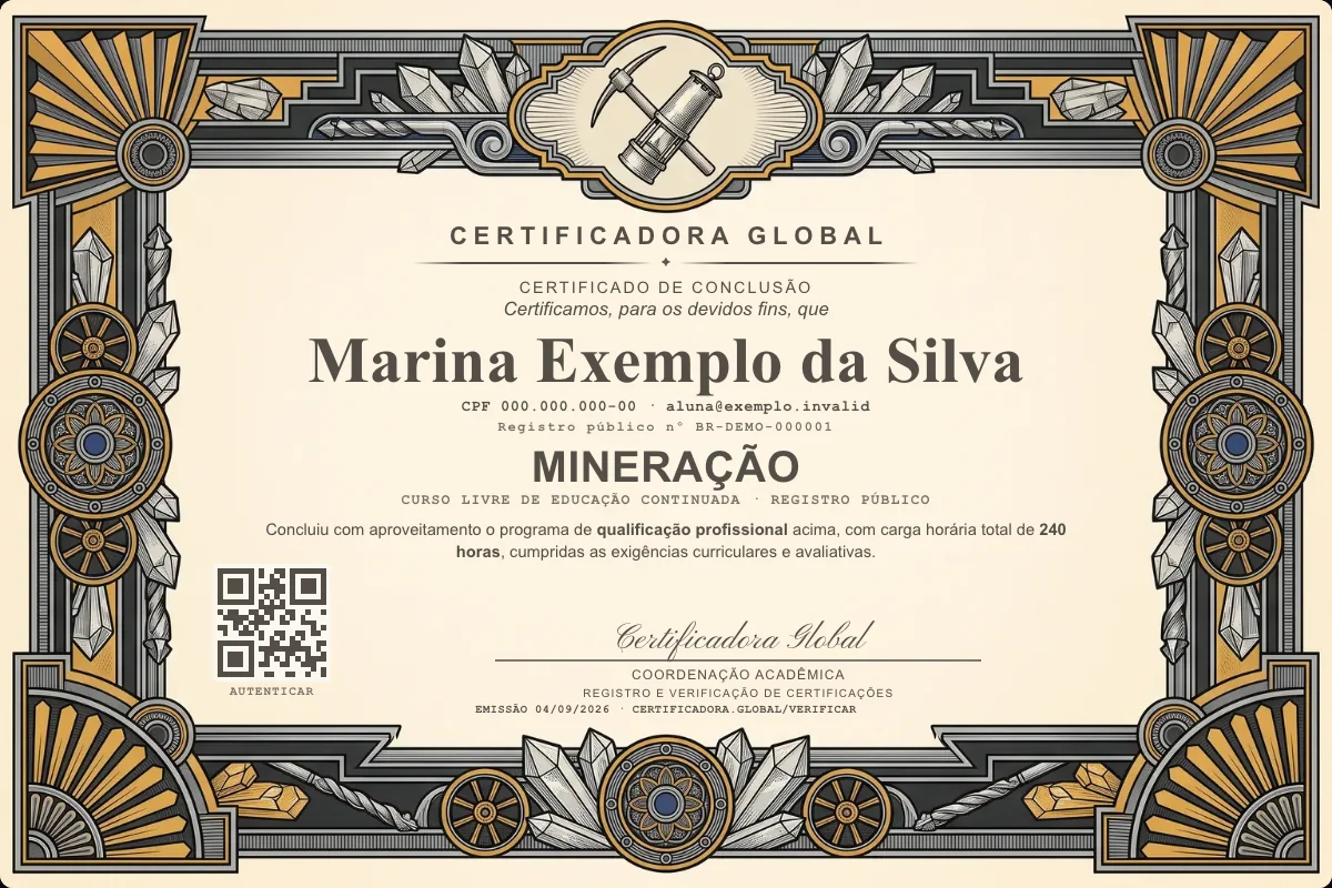 Capa do curso Mineração