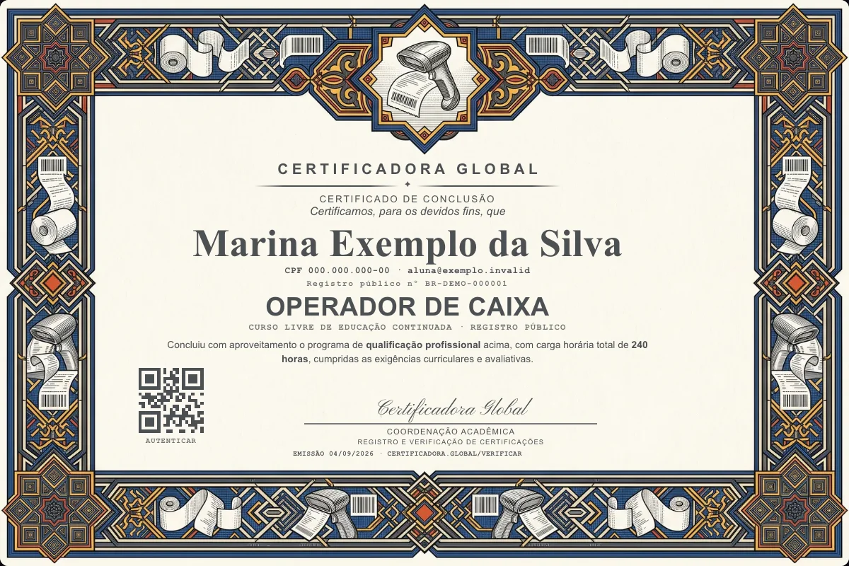 Capa do curso Operador de Caixa