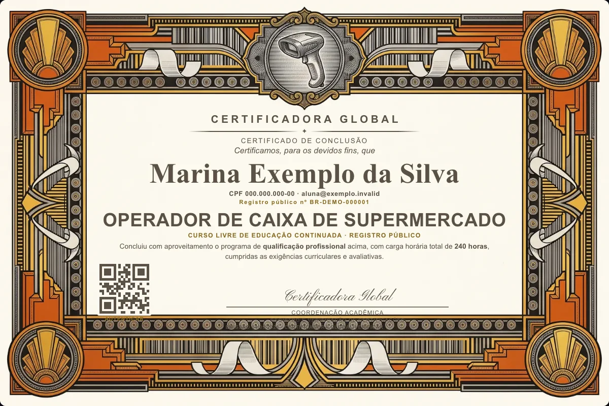 Capa do curso Operador de Caixa de Supermercado