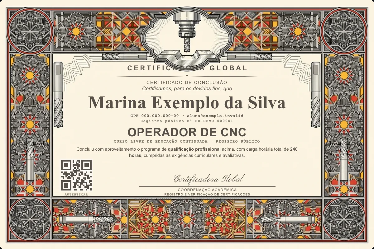 Capa do curso Operador de CNC