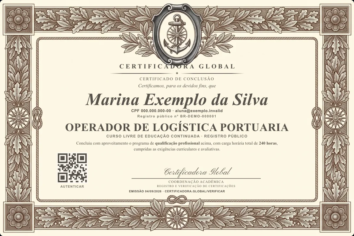 Capa do curso Operador de Logística Portuaria