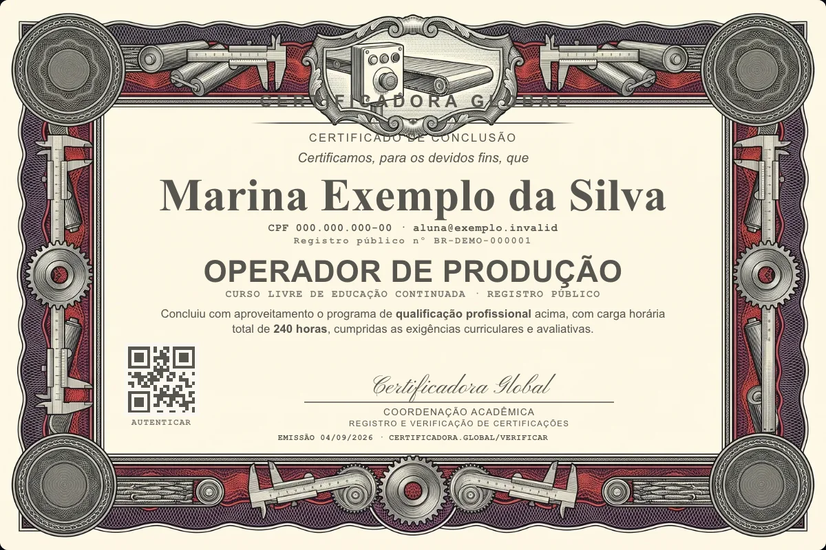 Capa do curso Operador de Produção