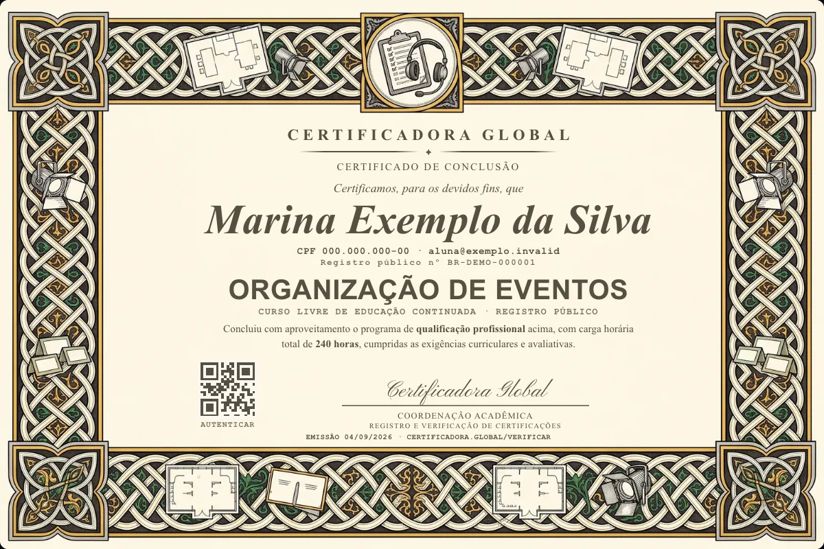 Capa do curso Organização de Eventos