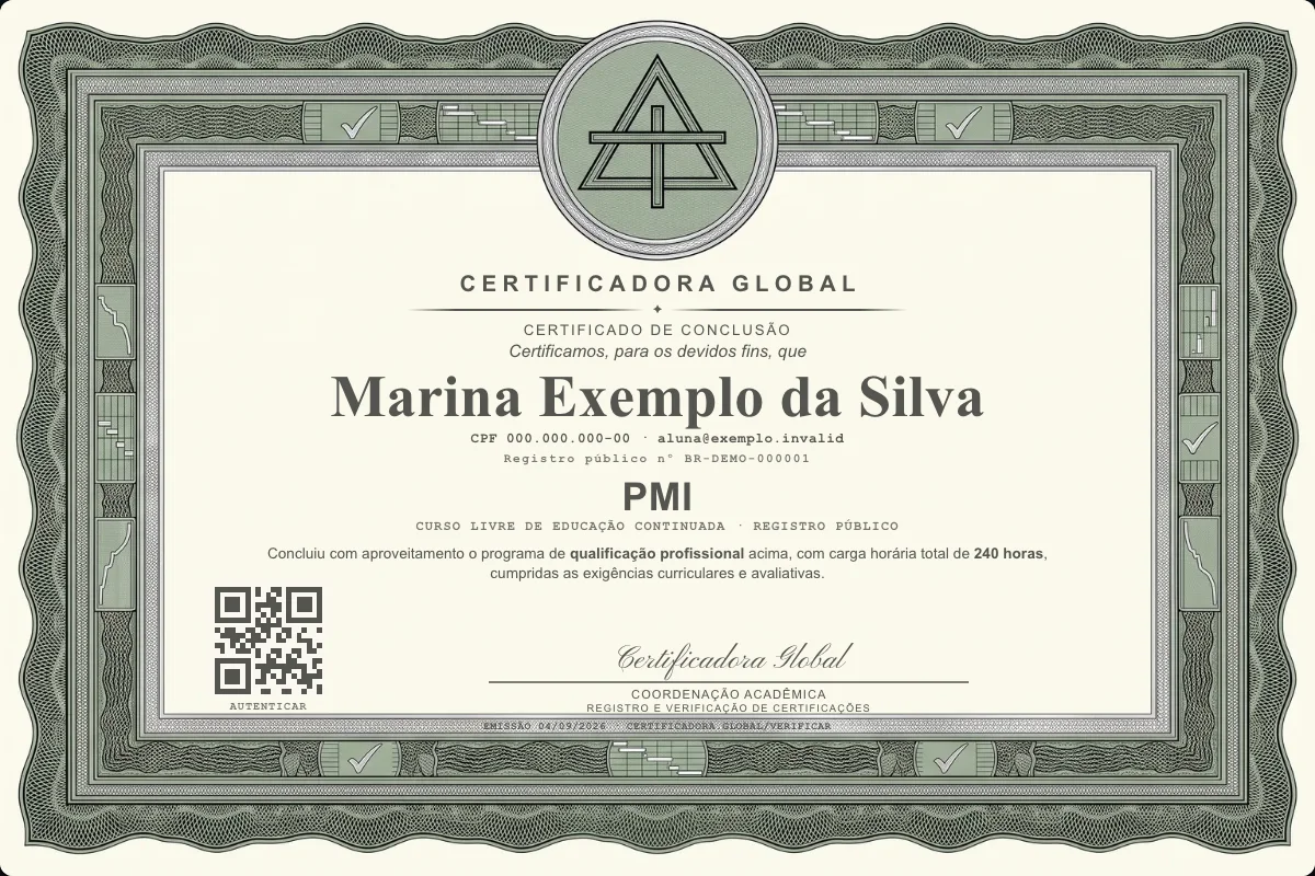 Capa do curso Pmi