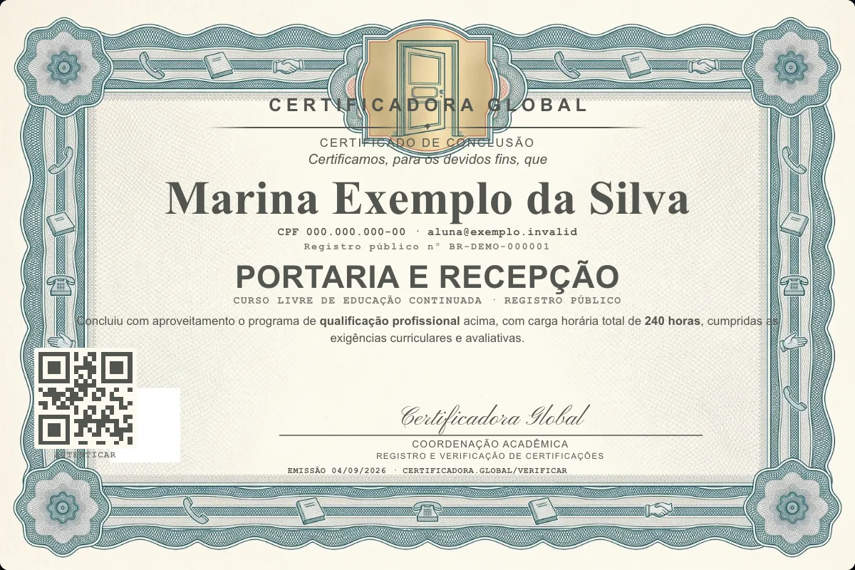 Capa do curso Portaria e Recepção