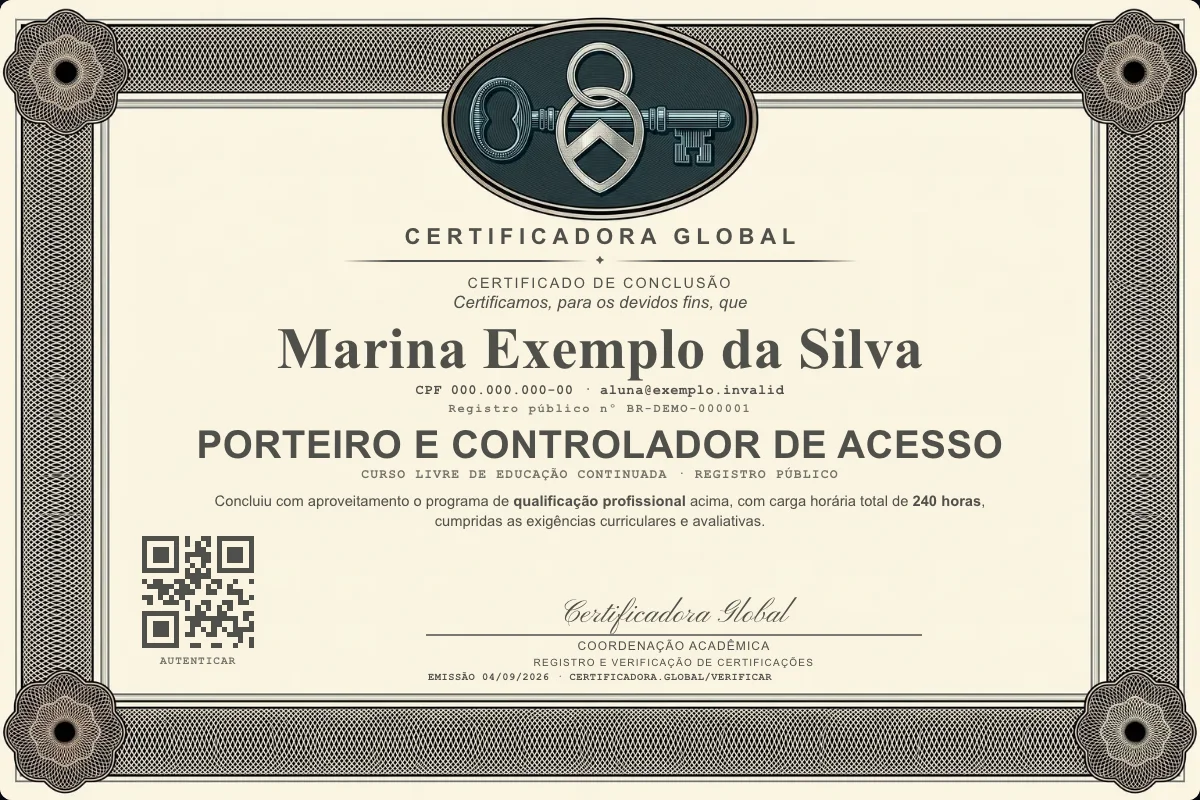 Capa do curso Porteiro e Controlador de Acesso