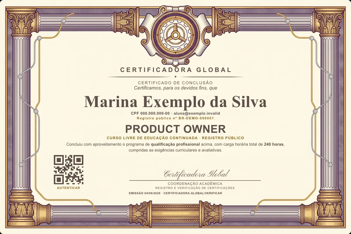 Capa do curso Product Owner