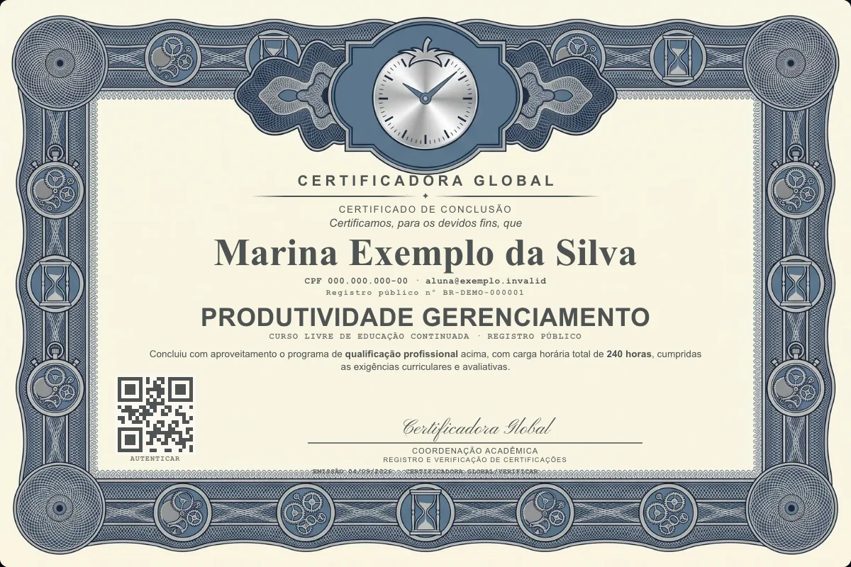 Capa do curso Produtividade Gerenciamento