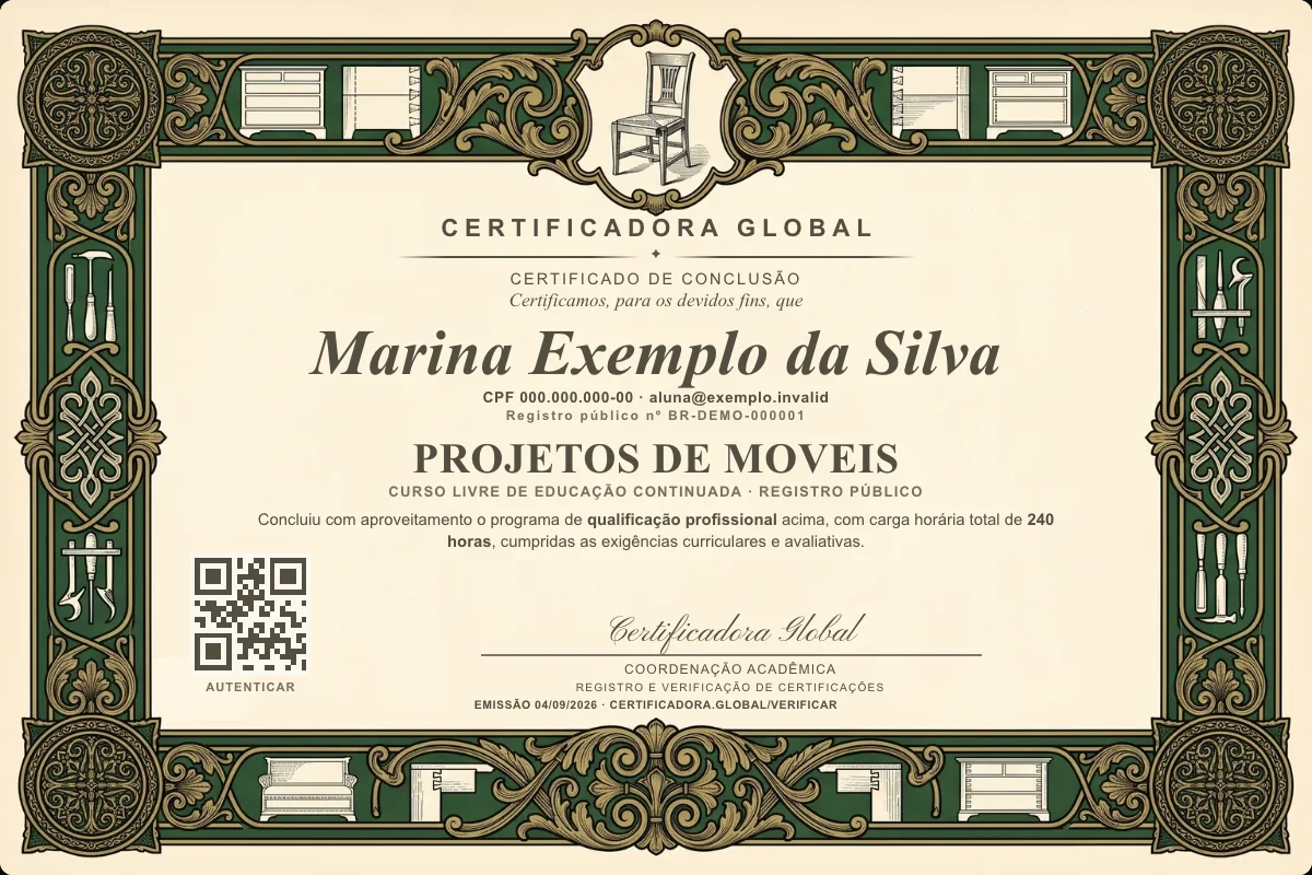 Capa do curso Projetos de Moveis