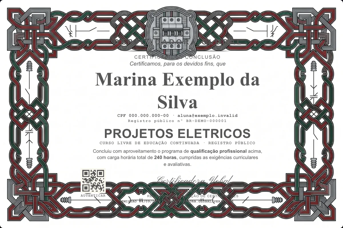 Capa do curso Projetos Eletricos