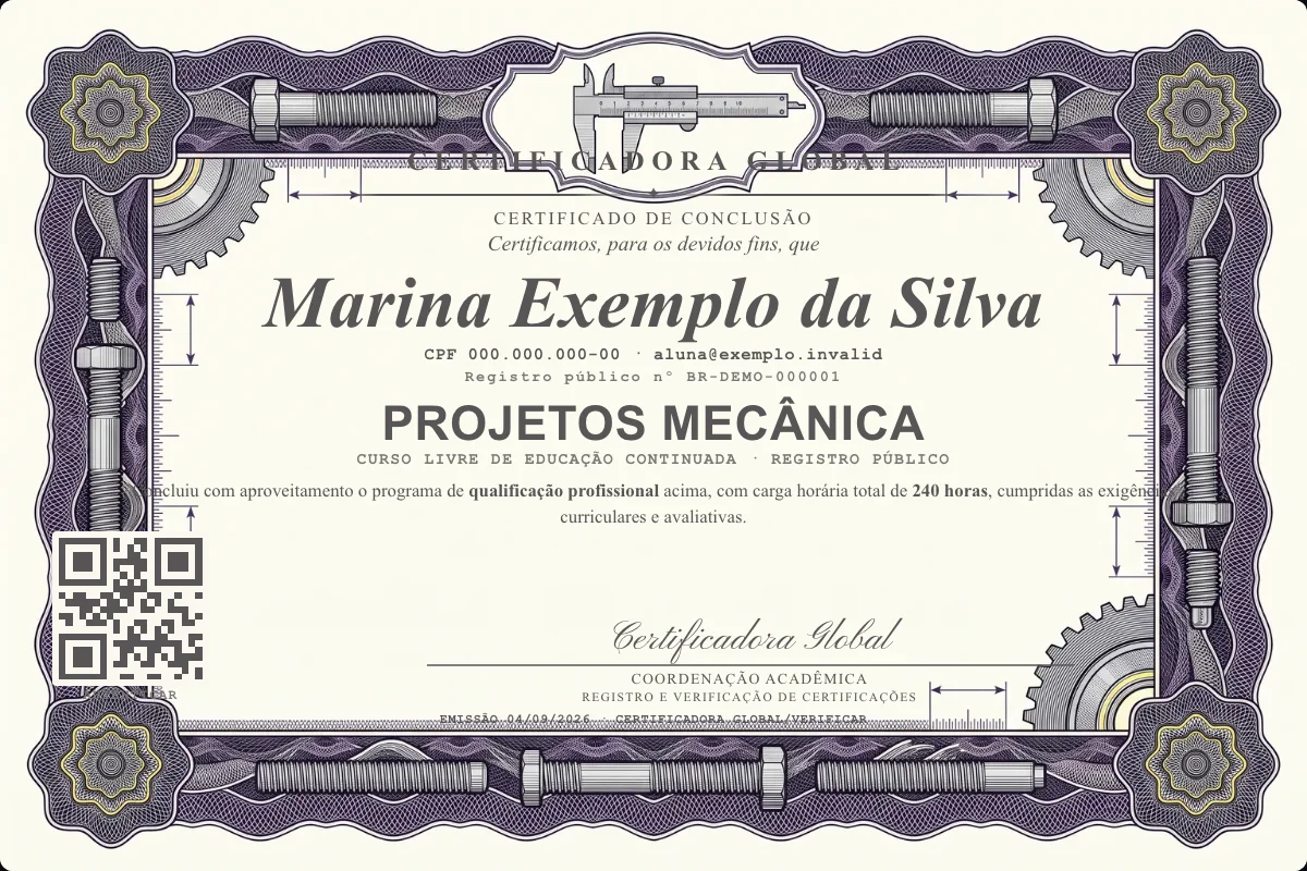 Capa do curso Projetos Mecânica