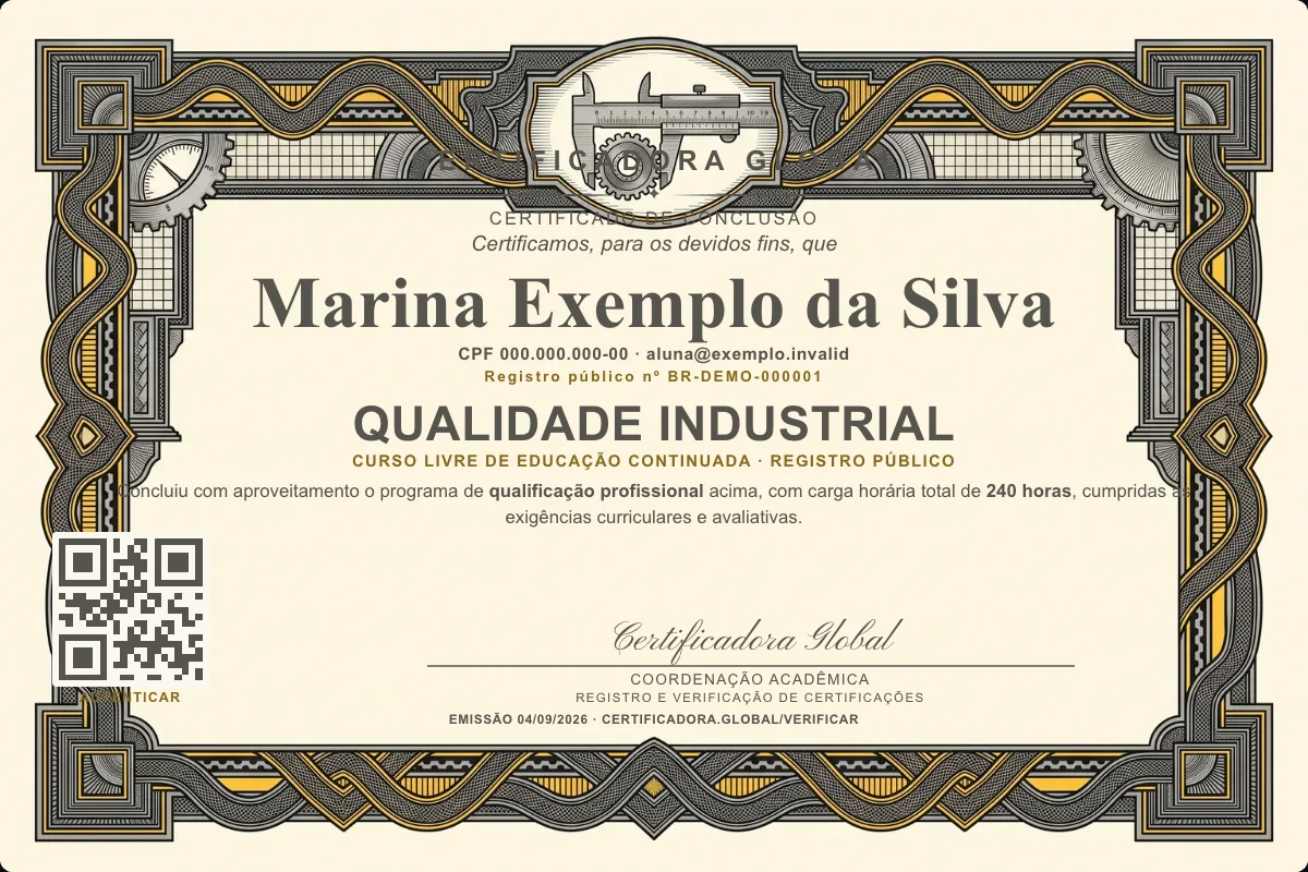Capa do curso Qualidade Industrial