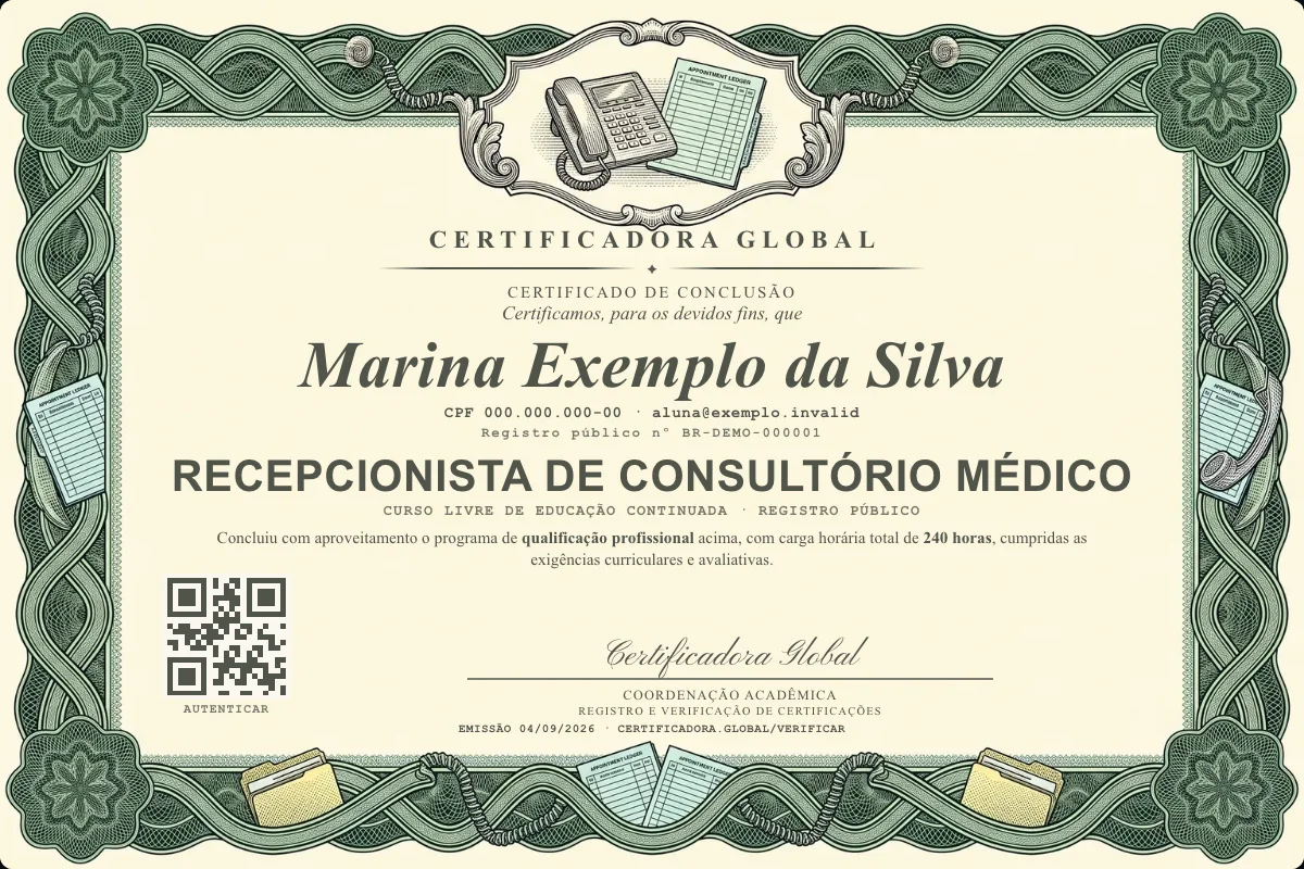 Capa do curso Recepcionista de Consultório Médico