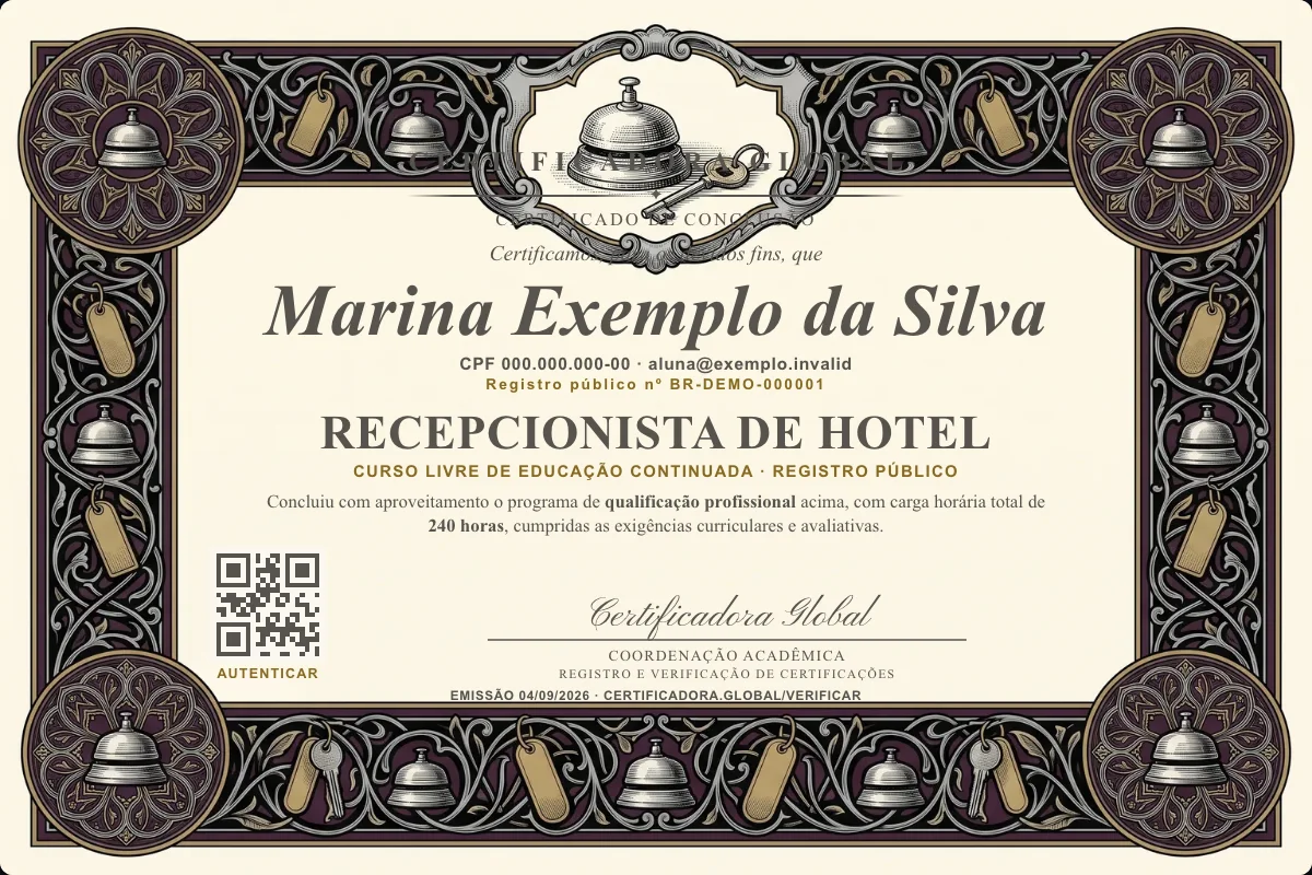 Capa do curso Recepcionista de Hotel