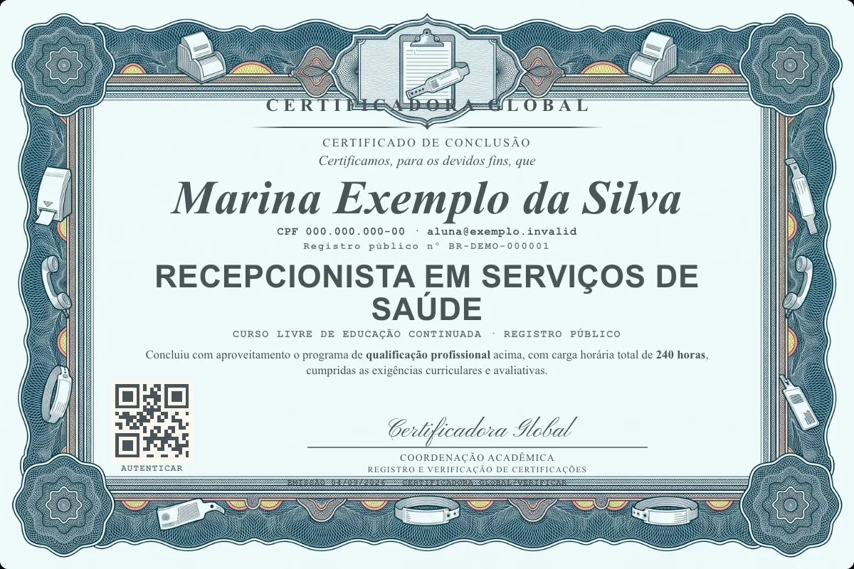 Capa do curso Recepcionista em Serviços de Saúde