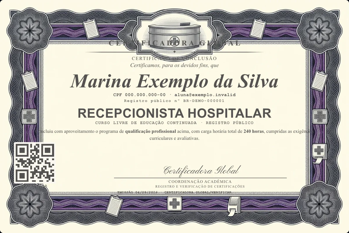 Capa do curso Recepcionista Hospitalar