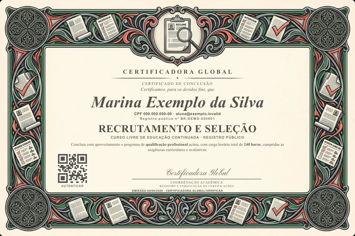 Capa do curso Recrutamento e Seleção