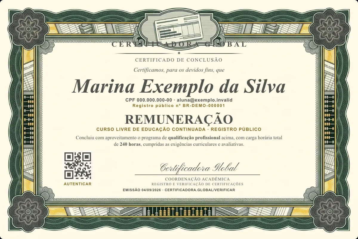 Capa do curso Remuneração