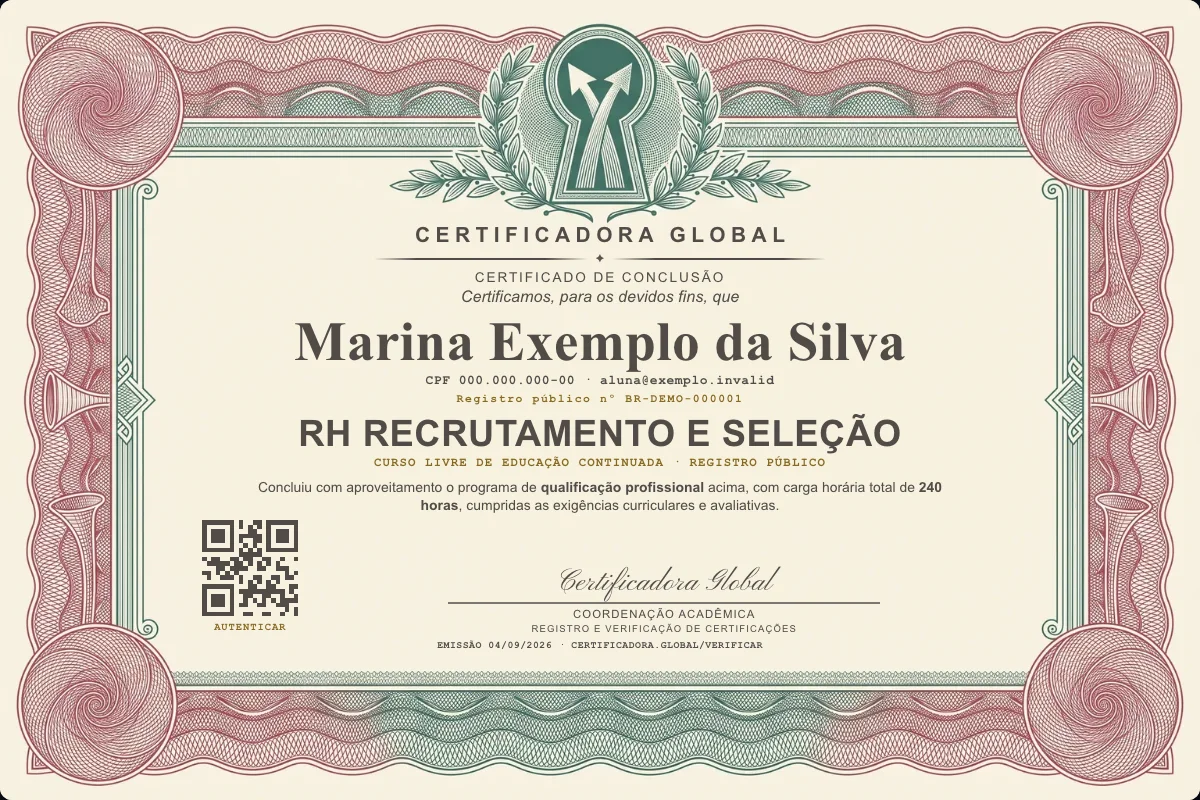 Capa do curso RH Recrutamento e Seleção