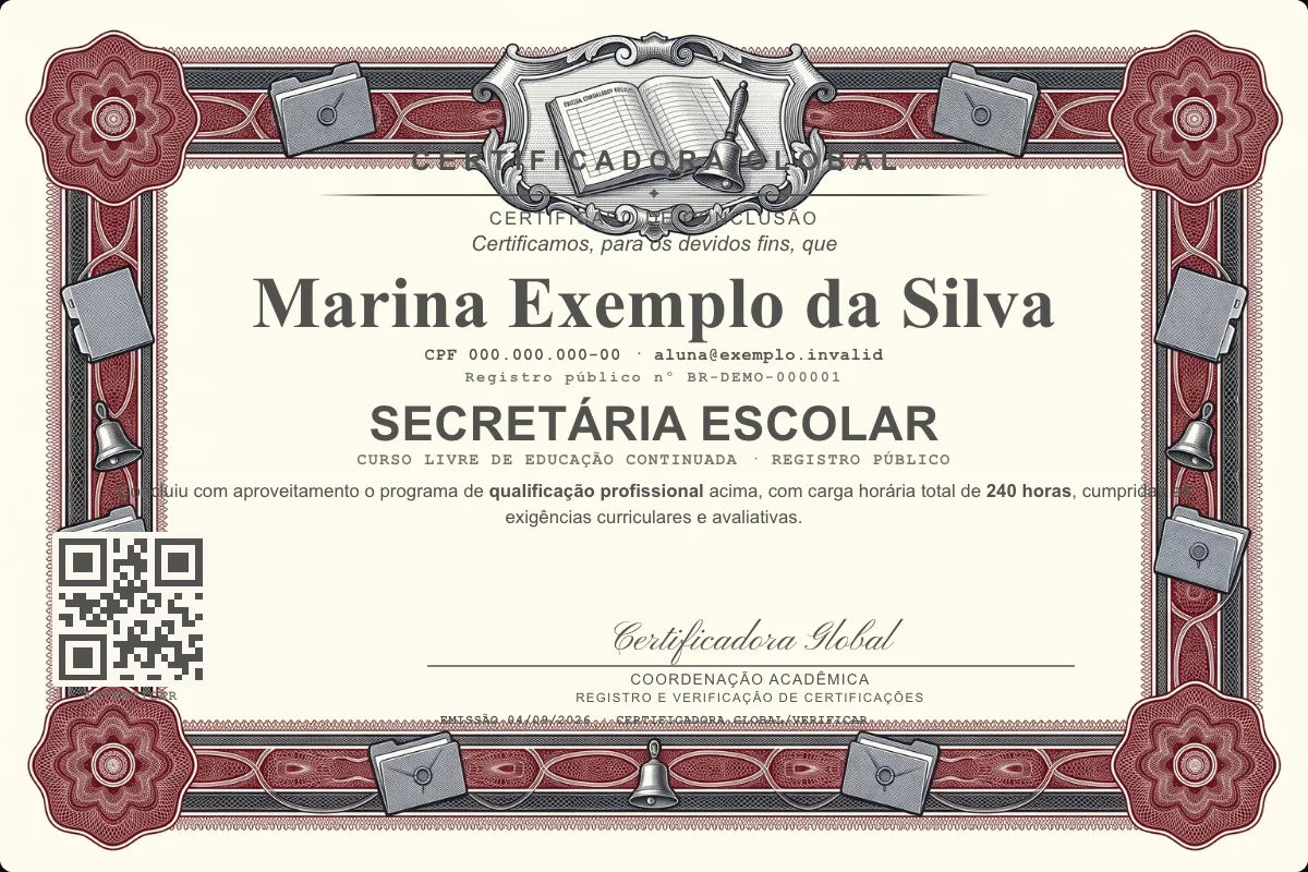 Capa do curso Secretária Escolar