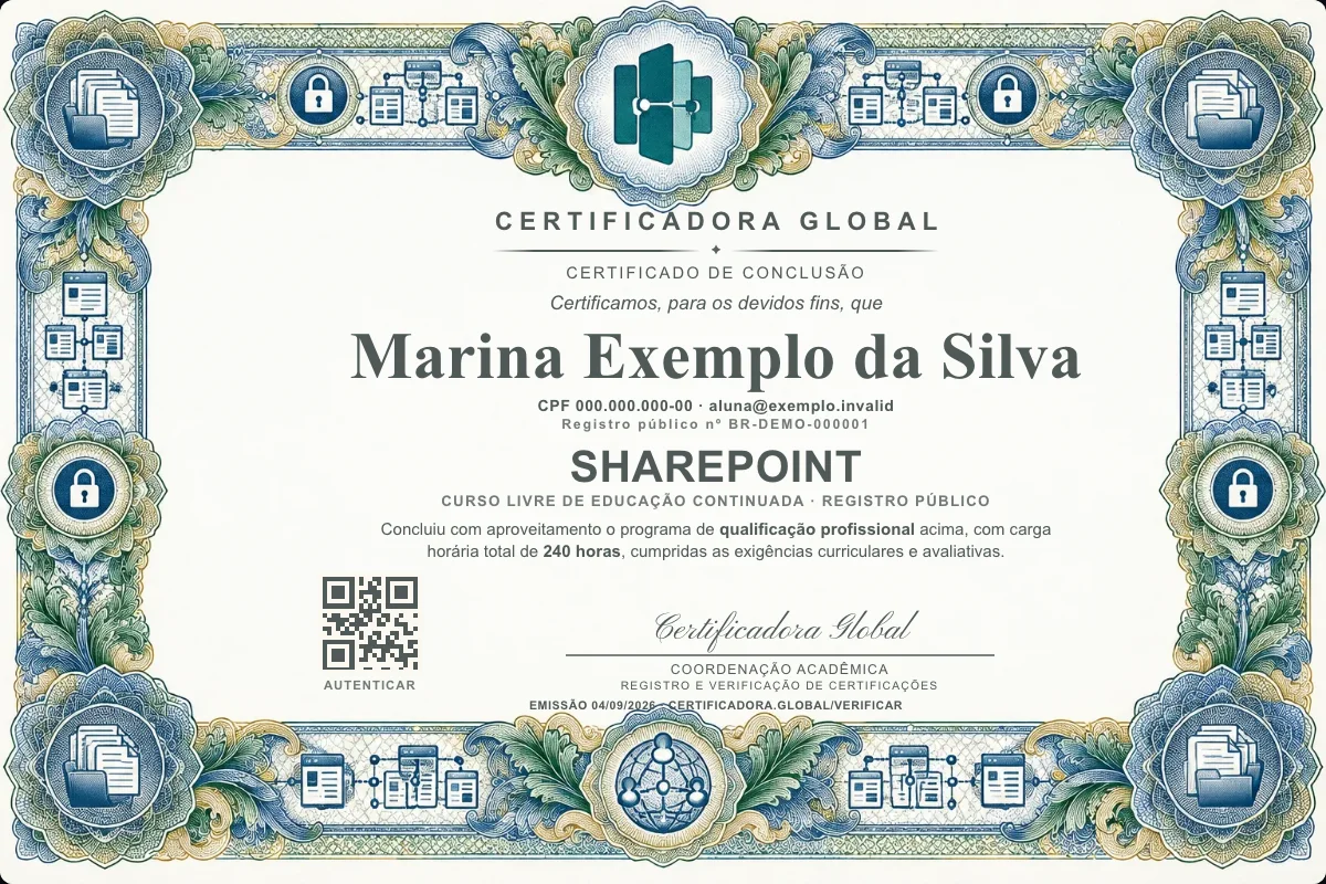 Capa do curso Sharepoint