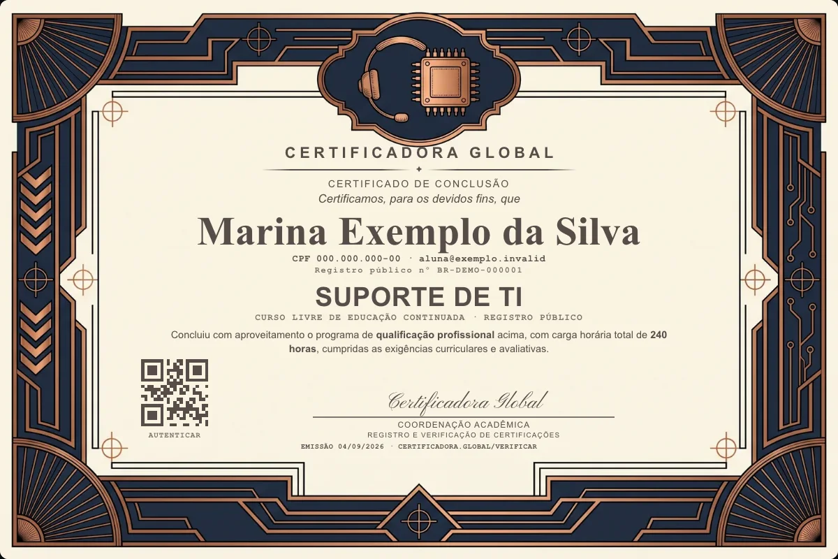 Capa do curso Suporte de TI