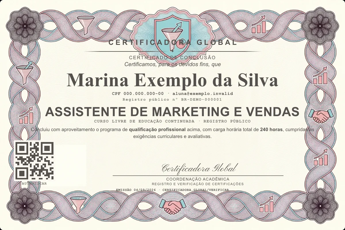 Capa do curso Assistente de Marketing e Vendas