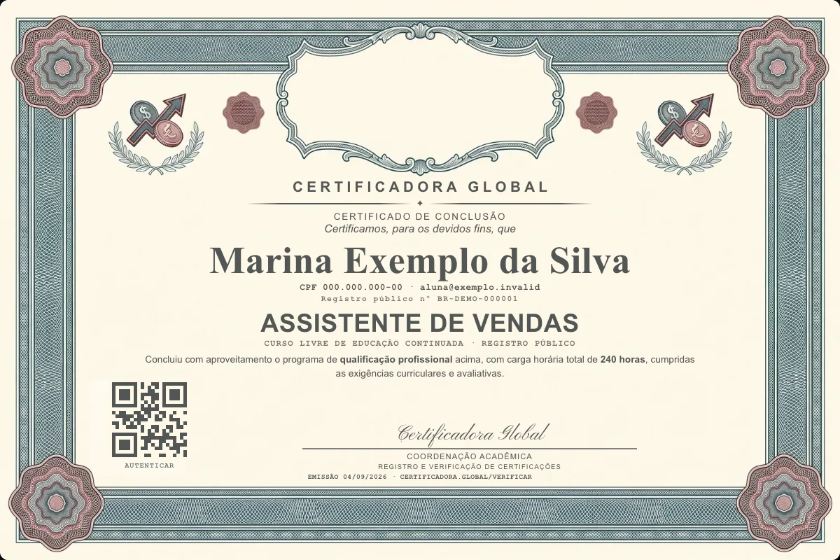 Capa do curso Assistente de Vendas